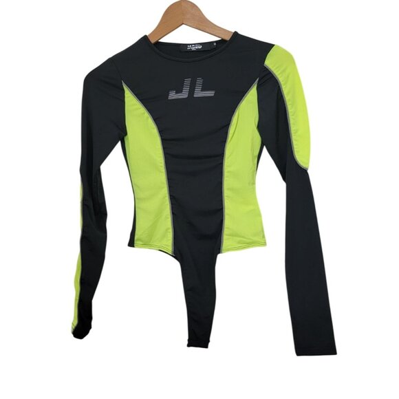 JADED LONDON Black & Neon Green Long Sleeve Bodysuit Women's Sz XS - Picture 1 of 7